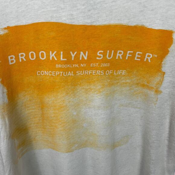 Brooklyn Surfer Men's Logo T-Shirt Orange Sunset Size Small Natural - Picture 2 of 4